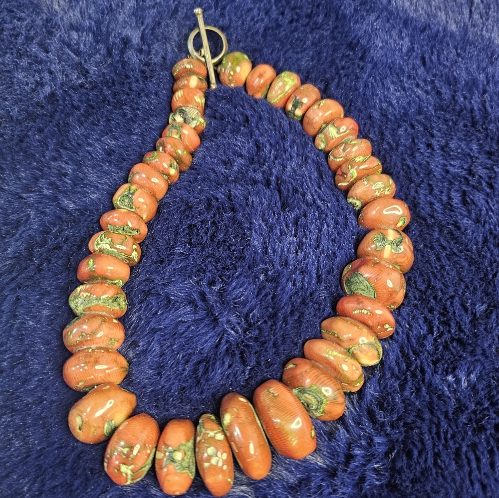 Navajo Deep Red and Green Necklace